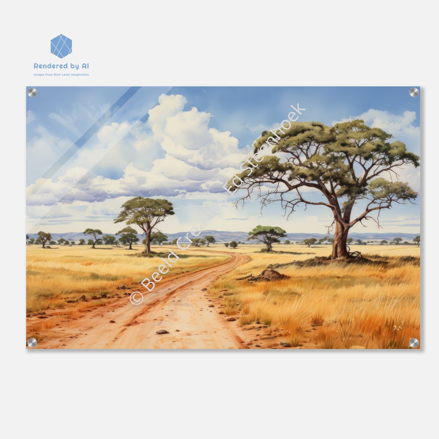 Serengeti landscape in Watercolour (Acrylic Print)