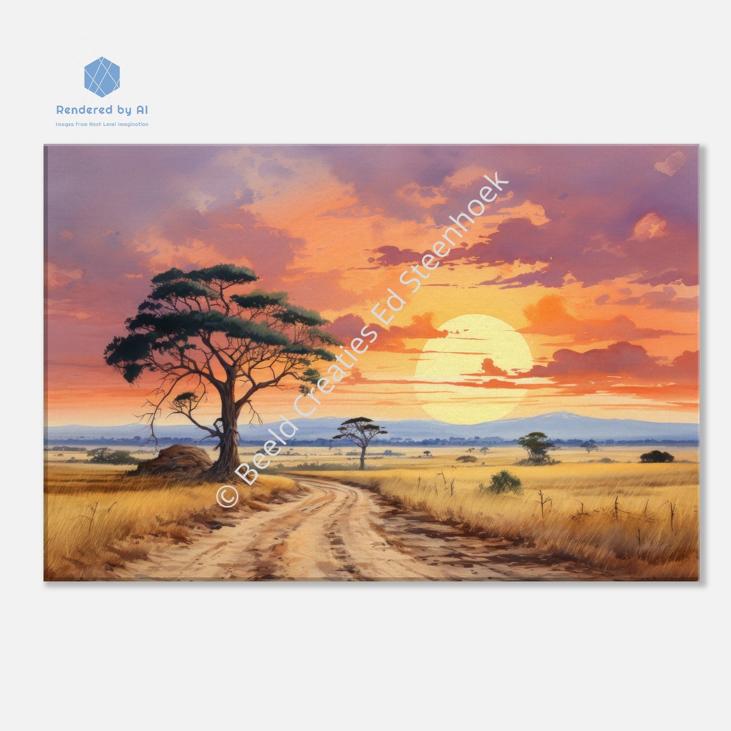 Serengeti Solitude: A Sunset Symphony (Canvas)