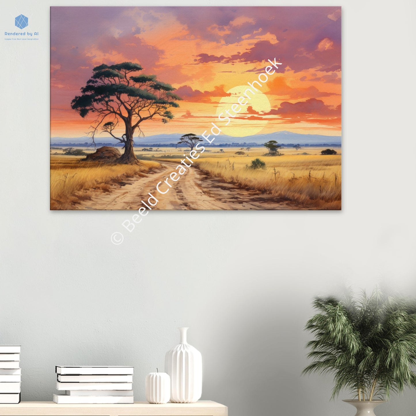 Serengeti Solitude: A Sunset Symphony (Canvas)