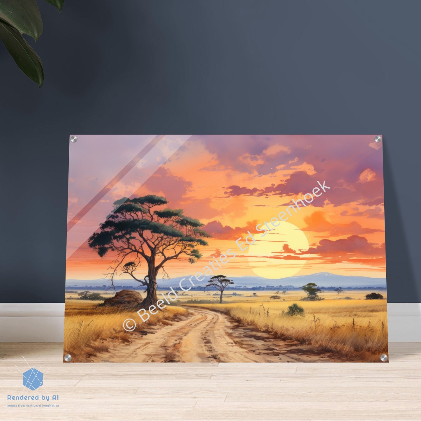 Serengeti Solitude: A Sunset Symphony (Acrylic Print)