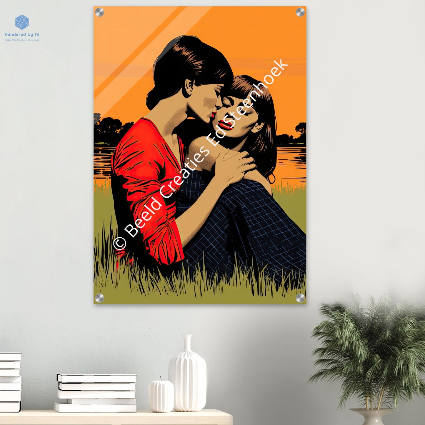 Sunset Embrace: A Tapestry of Love (Acrylic Print)