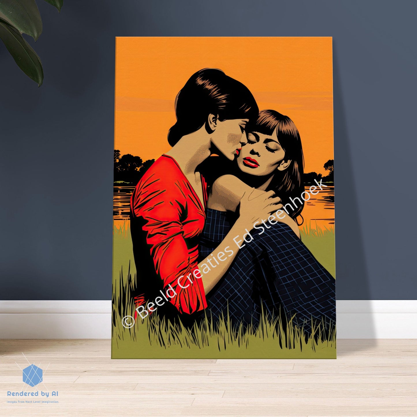 Sunset Embrace: A Tapestry of Love (Canvas)
