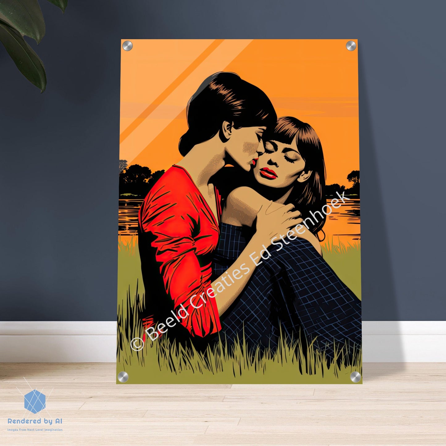 Sunset Embrace: A Tapestry of Love (Acrylic Print)